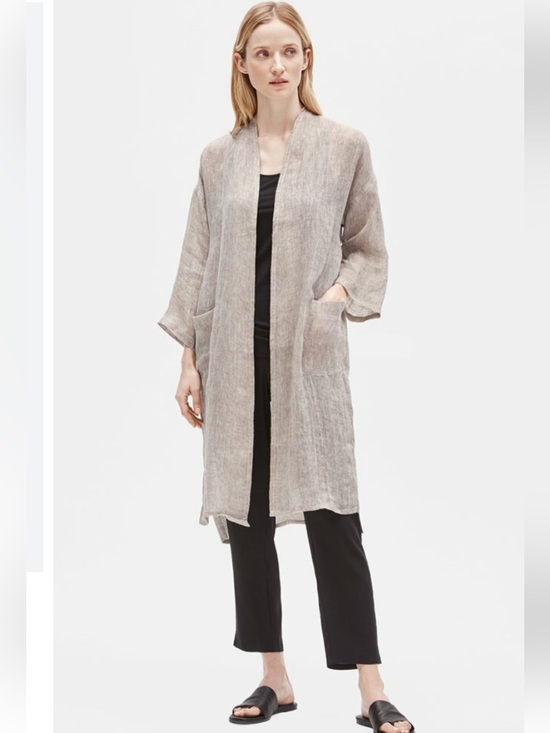 Jackets & Blazers - Eileen Fisher Natural Organic Linen Gauze 3/4 Sleeve Wrap Jacket